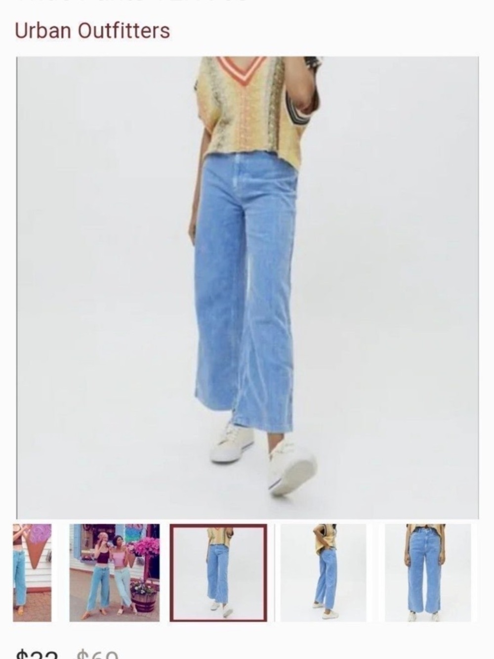 Urban Outfitters Sky Blue Wide-Leg Cropped Jeans